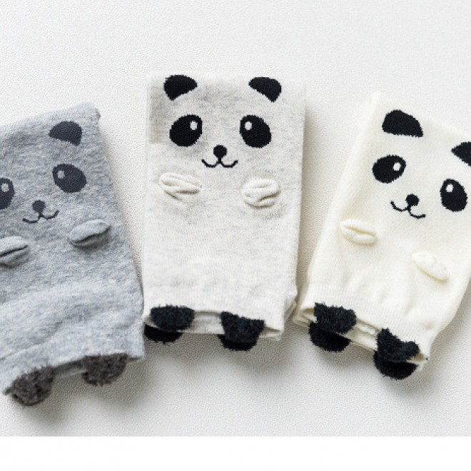 Носки Caramella - низкие 10831 серые, панда, с ушками