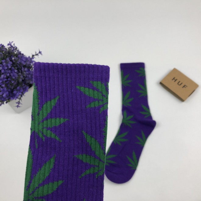 Носки HUF Plantilife - высокие - фиолетовые (зеленый лист)