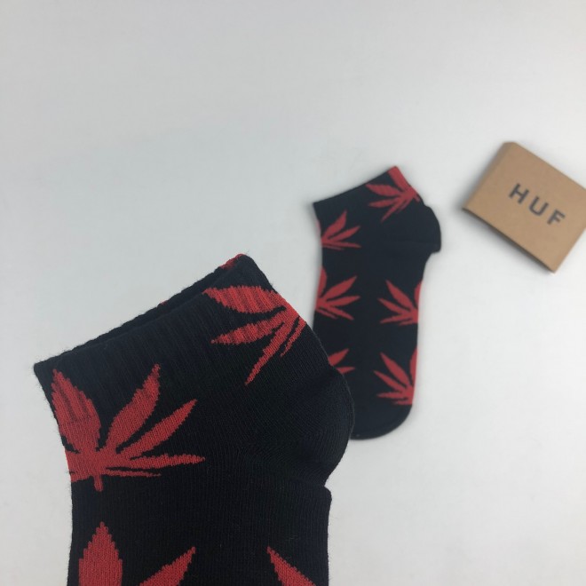 Носки HUF Plantlife низкие - Черные красный лист