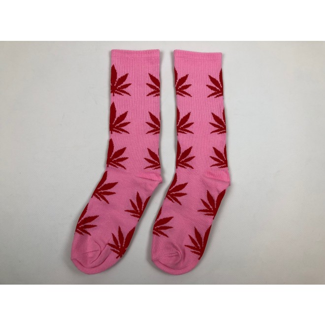 Носки HUF Plantilife - высокие - розовые красный лист