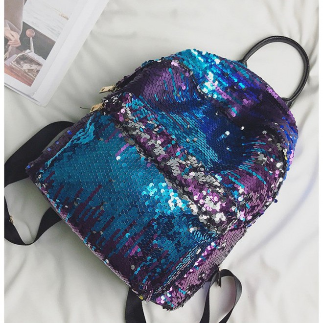 Женский рюкзак с паетками Хамелион (сине-фиолетовый)