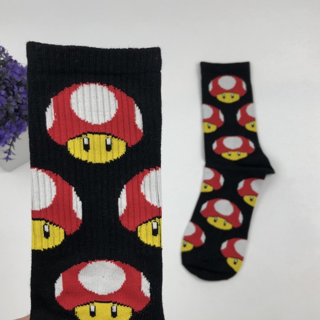 Носки For VDAY Sport Грибы Марио высокие (черные)