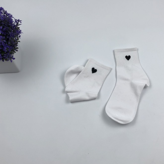 Носки Cotton Sox Сердце - Низкие - белые с черным сердцем