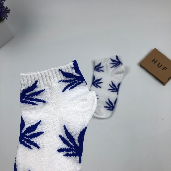 Носки HUF Plantlife низкие - Белые  (синий лист)