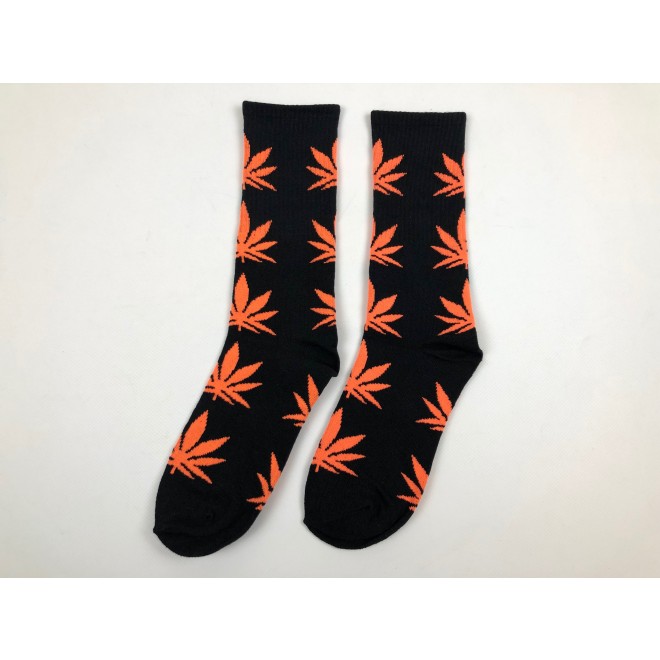 Носки HUF Plantilife - высокие - черные оранжевый лист