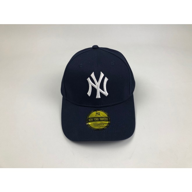 Кепка бейсболка New York Yankees с наклейками (темно-синяя с белым лого)