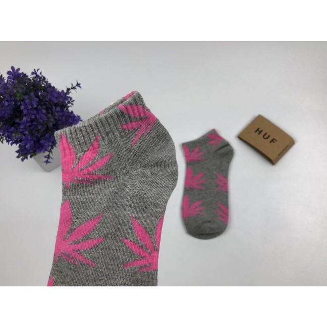 Носки HUF Plantlife низкие - Серые (розовый лист) копия