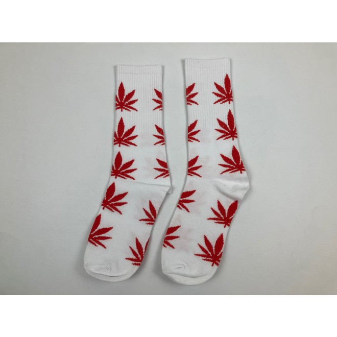 Носки HUF Plantilife - высокие - белые красный лист